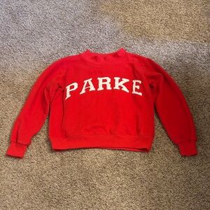 Women’s PARKE Red Varsity Mock Neck Sweatshirt MSRP $135 Size M/L